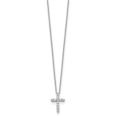 14K White Gold 1/3 carat Diamond Cross Pendant Necklace