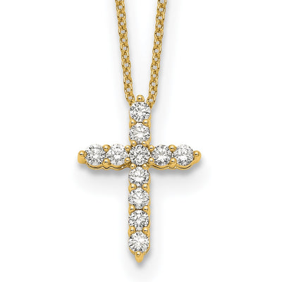 14K Polished 1/2 carat Diamond Cross Pendant Necklace