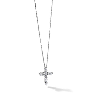 14K White Gold 1 carat Diamond Cross Pendant Necklace