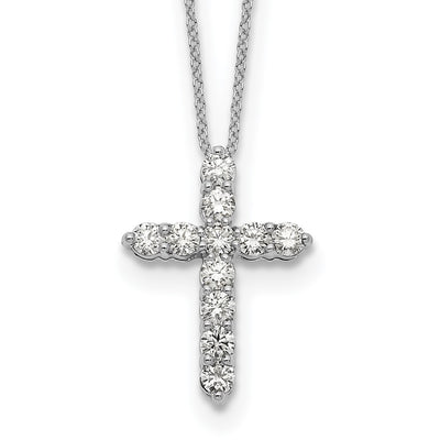 14K White Gold 1 carat Diamond Cross Pendant Necklace