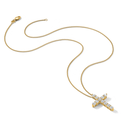 14K Polished 1.5 carat Diamond Cross Pendant Necklace