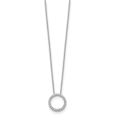 14K White Gold 1/4 carat Diamond Circle Necklace, 18 x 13mm