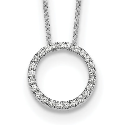 14K White Gold 1/4 carat Diamond Circle Necklace, 18 x 13mm