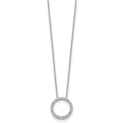 14K White Gold 1/2 carat Diamond Circle Necklace, 18 x 15mm