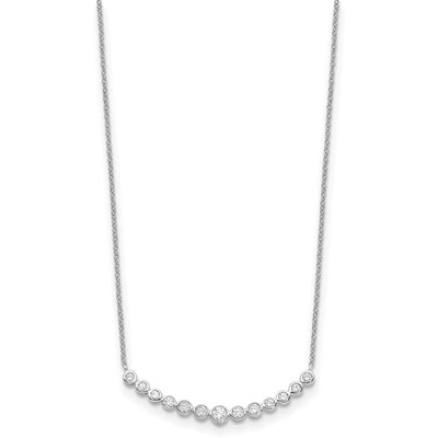 14K White Gold 1/2 carat Diamond Bezel-set Curved Bar Necklace