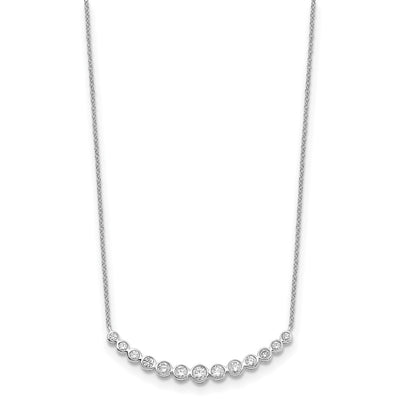 14K White Gold 3/4 carat Diamond Bezel-set Curved Bar Necklace