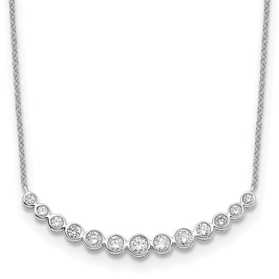 14K White Gold 3/4 carat Diamond Bezel-set Curved Bar Necklace