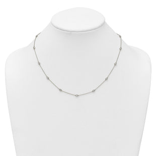 14k White Gold Bezel-Set Diamond Cable Chain Necklace with Multiple Station Options (Style PM1013-052-WA-18)