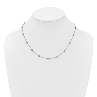 14k White Gold Bezel-Set Diamond Cable Chain Necklace with Multiple Station Options (Style PM1016-100-WA-18)