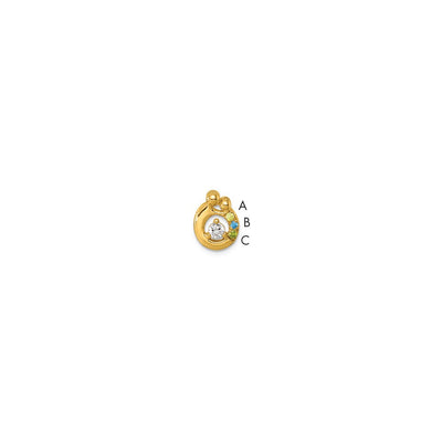 14K 3 Birthstone and Dia Mother/Child Chain Slide Semi-mount
