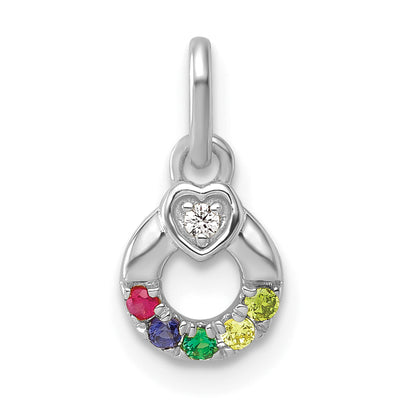14K WG Dia. Heart w/5 Birthstone Mother's Circle Pend Semi-Mount