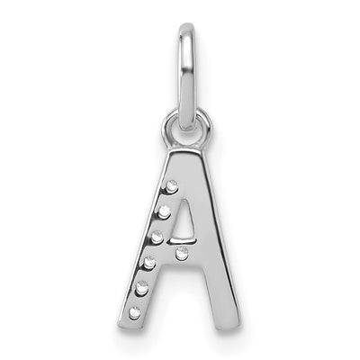 14K White Gold Twisted with .. Diamond Initial A Charm
