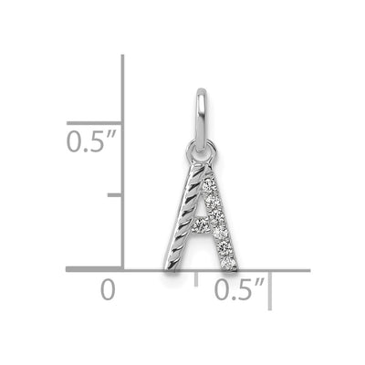 14K White Gold Twisted with .. Diamond Initial A Charm