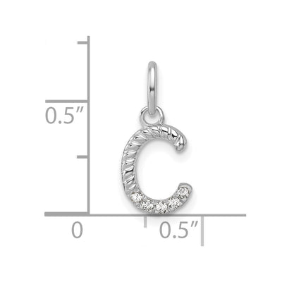 14K White Gold Twisted with .. Diamond Initial C Charm