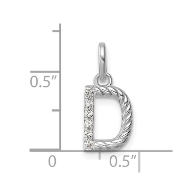 14K White Gold Twisted .. Diamond Initial D Charm