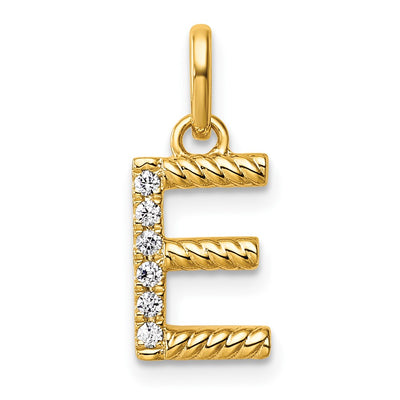 14K Twisted with .. Diamond Initial E Charm