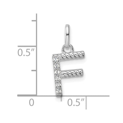 14K White Gold Twisted .. Diamond Initial F Charm