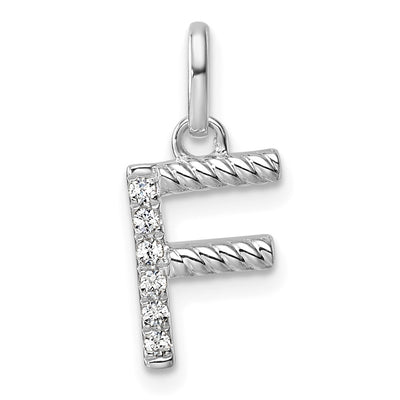 14K White Gold Twisted .. Diamond Initial F Charm