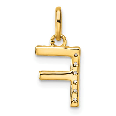 14K Twisted .. Diamond Initial F Charm