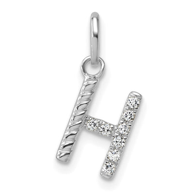 14K White Gold Twisted .. Diamond Initial H Charm