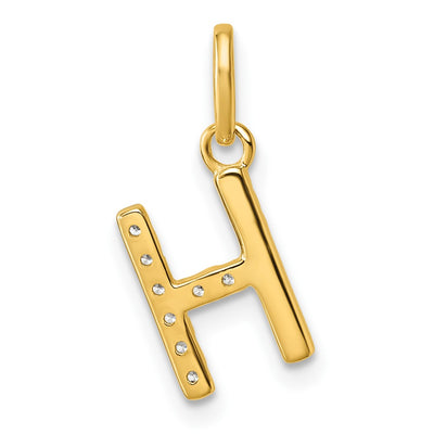 14K Twisted .. Diamond Initial H Charm