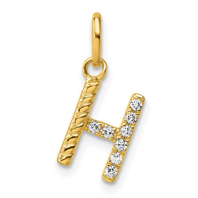 14K Twisted .. Diamond Initial H Charm