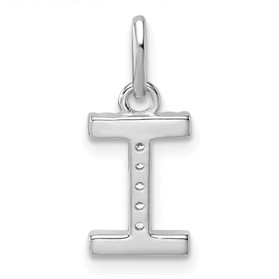 14K White Gold Twisted .. Diamond Initial I Charm
