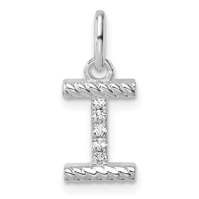14K White Gold Twisted .. Diamond Initial I Charm