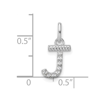 14K White Gold Twisted .. Diamond Initial J Charm