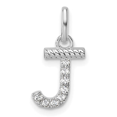 14K White Gold Twisted .. Diamond Initial J Charm