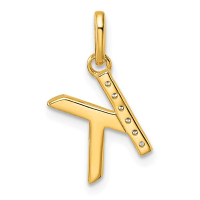 14K Twisted .. Diamond Initial K Charm