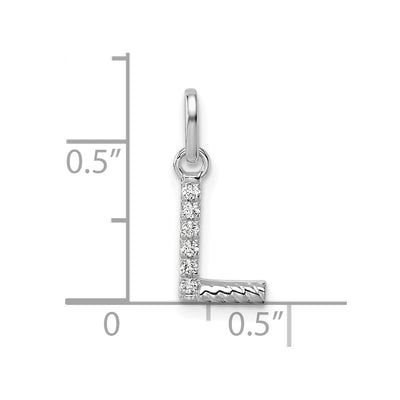 14K White Gold Twisted .. Diamond Initial L Charm