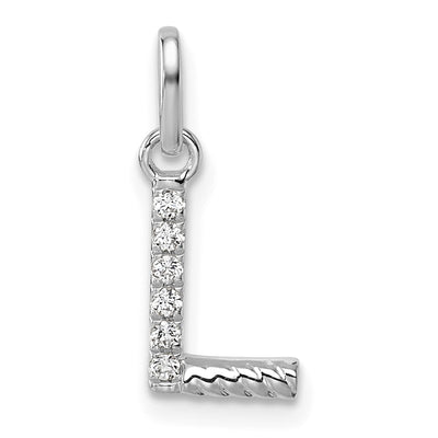 14K White Gold Twisted .. Diamond Initial L Charm