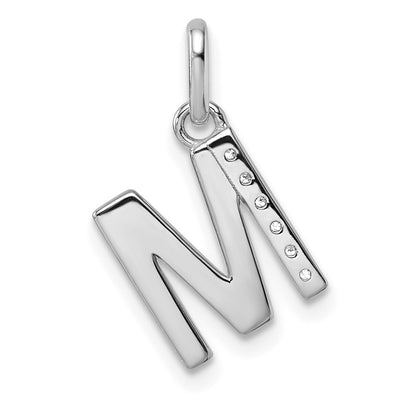 14K White Gold Twisted .. Diamond Initial M Charm