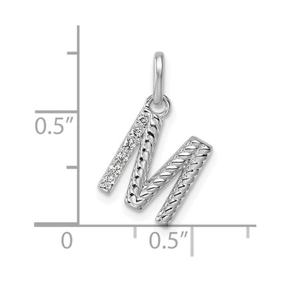 14K White Gold Twisted .. Diamond Initial M Charm