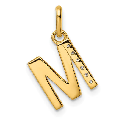 14K Twisted .. Diamond Initial M Charm
