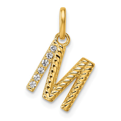 14K Twisted .. Diamond Initial M Charm