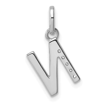 14K White Gold Twisted .. Diamond Initial N Charm