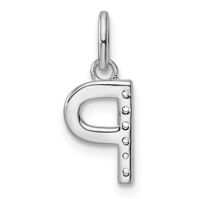 14K White Gold Twisted .. Diamond Initial P Charm