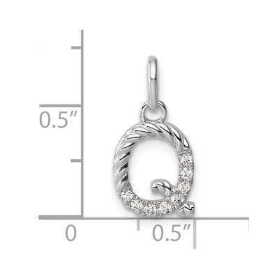 14K White Gold Twisted .. Diamond Initial Q Charm