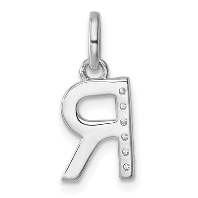 14K White Gold Twisted .. Diamond Initial R Charm