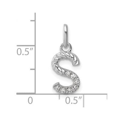 14K White Gold Twisted .. Diamond Initial S Charm