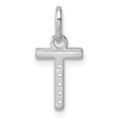 14K White Gold Twisted .. Diamond Initial T Charm