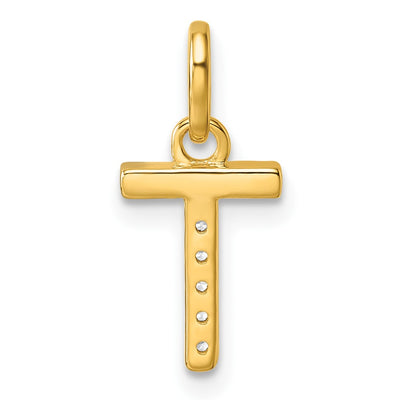 14K Twisted .. Diamond Initial T Charm