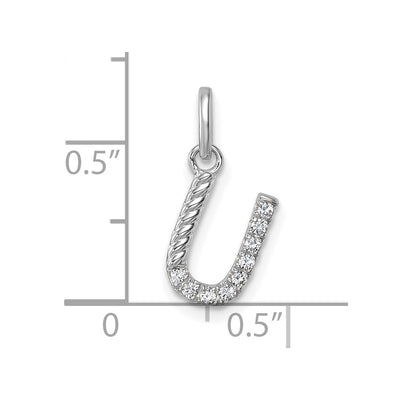 14K White Gold Twisted .. Diamond Initial U Charm