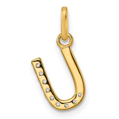 14K Twisted .. Diamond Initial U Charm