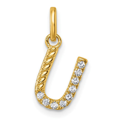 14K Twisted .. Diamond Initial U Charm