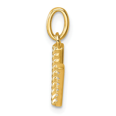 14K Twisted .. Diamond Initial V Charm