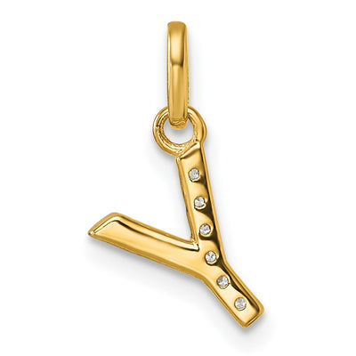 14K Twisted .. Diamond Initial Y Charm