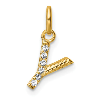 14K Twisted .. Diamond Initial Y Charm